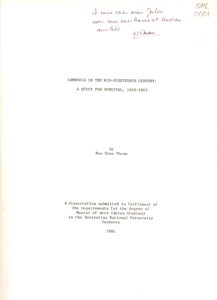 Cambodia in the Mid-Nineteenth Century: a quest for survival, 1840-1863